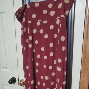 LuLaRoe Maxi Skirt, 3xl, Burgundy and Gold Polka Dot